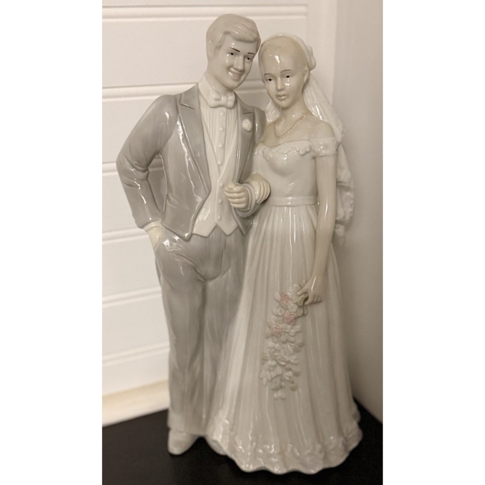 Vintage Porcelain BRIDE & GROOM Wedding Figurine 12"
